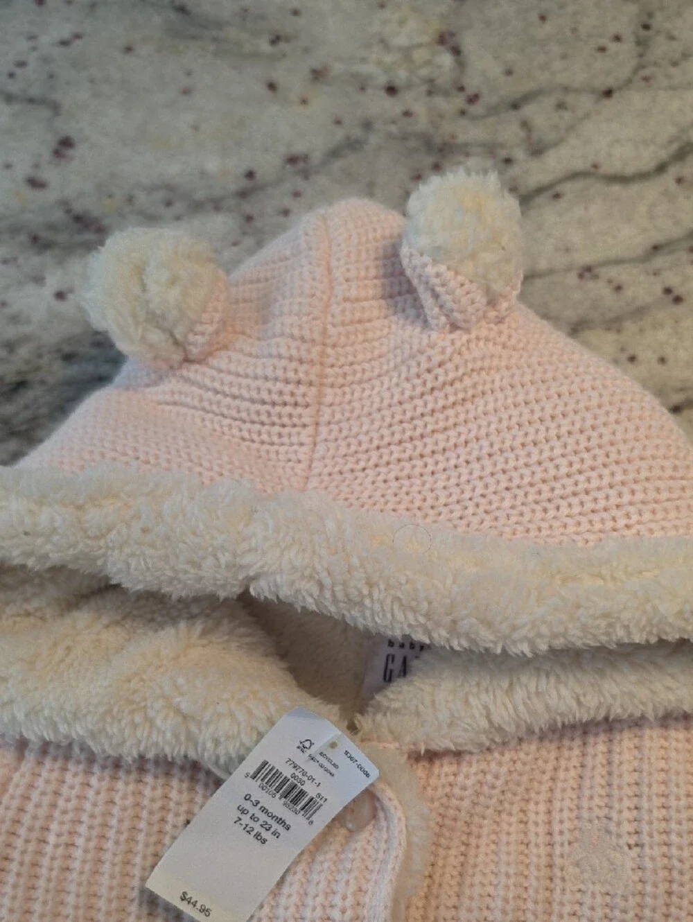 BABY GAP Pink Hooded Knit Baby Jacket 0-3 Months